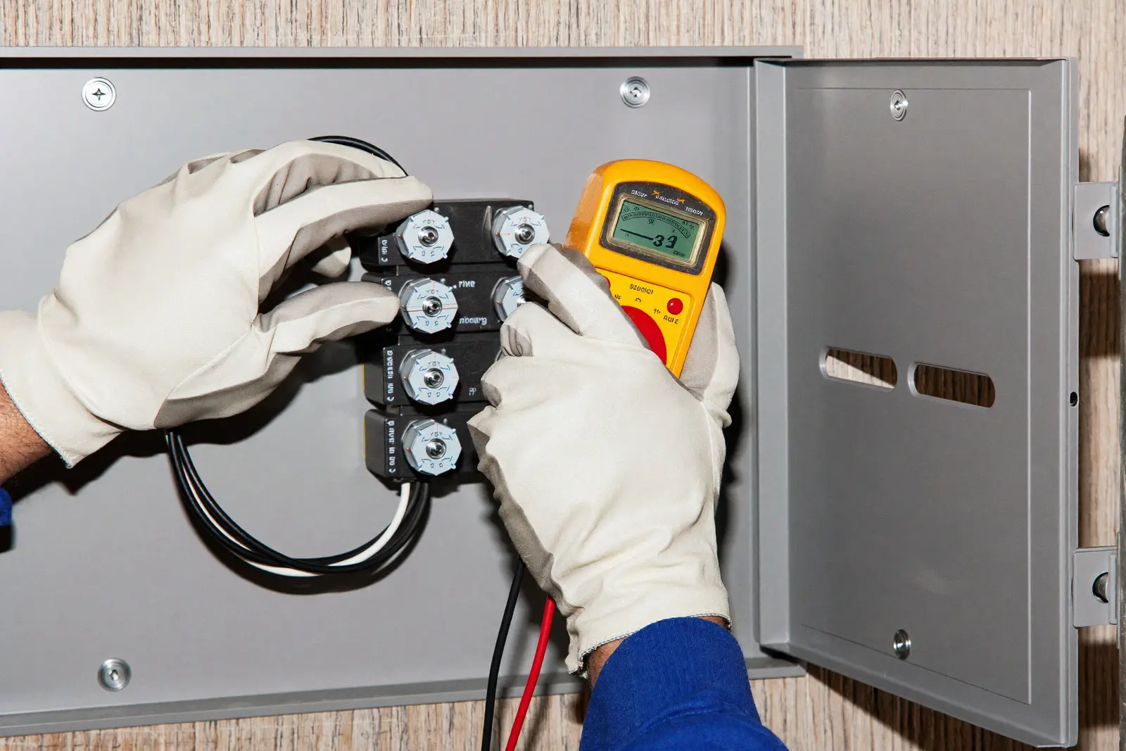 Technician performing emergency heating repair